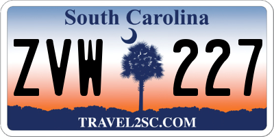 SC license plate ZVW227
