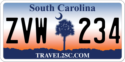 SC license plate ZVW234