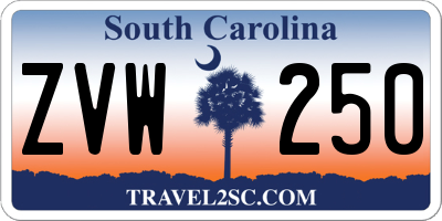 SC license plate ZVW250
