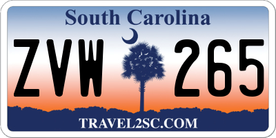 SC license plate ZVW265