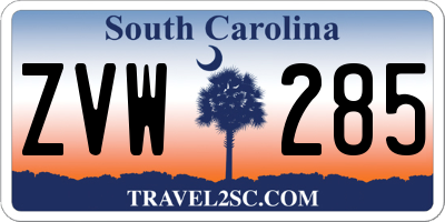 SC license plate ZVW285