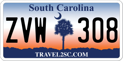 SC license plate ZVW308