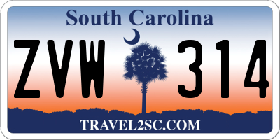SC license plate ZVW314