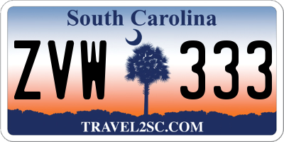 SC license plate ZVW333