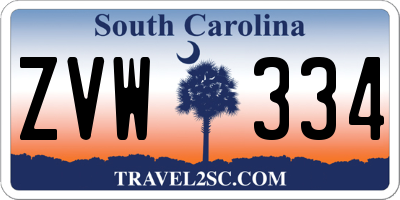SC license plate ZVW334