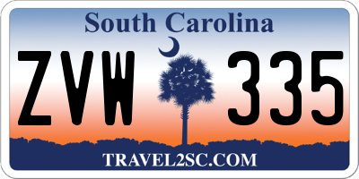 SC license plate ZVW335