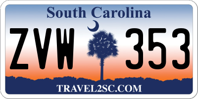 SC license plate ZVW353