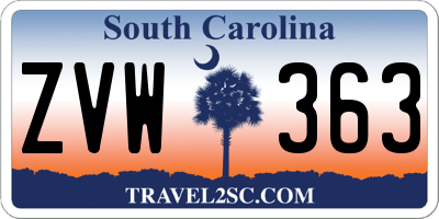 SC license plate ZVW363