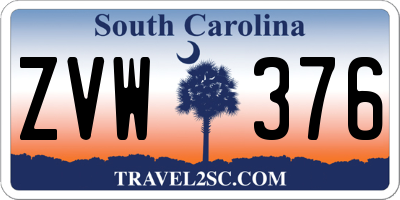SC license plate ZVW376