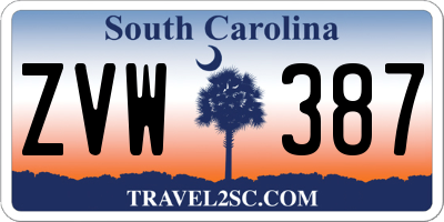 SC license plate ZVW387