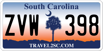 SC license plate ZVW398