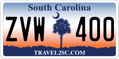 SC license plate ZVW400