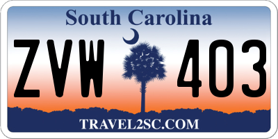 SC license plate ZVW403