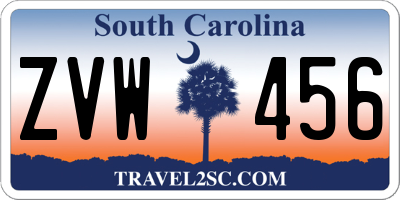 SC license plate ZVW456