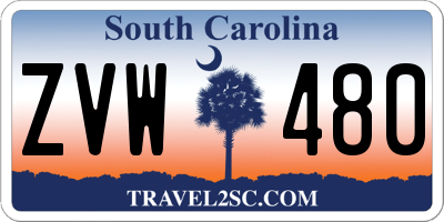 SC license plate ZVW480