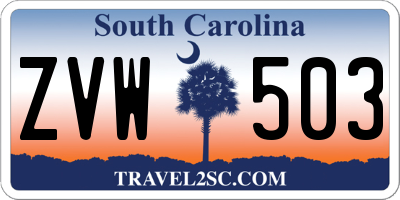 SC license plate ZVW503