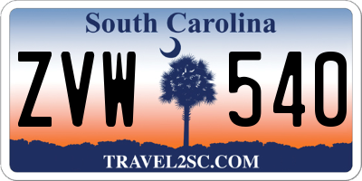 SC license plate ZVW540
