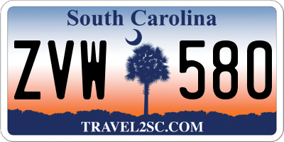 SC license plate ZVW580