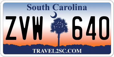SC license plate ZVW640