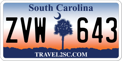 SC license plate ZVW643
