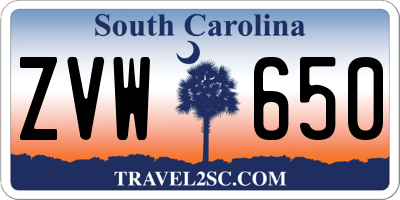 SC license plate ZVW650