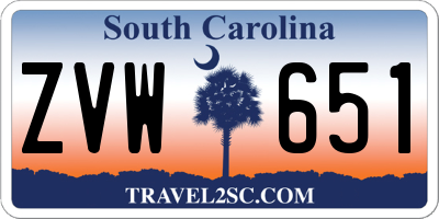 SC license plate ZVW651