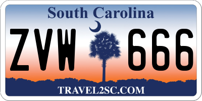 SC license plate ZVW666
