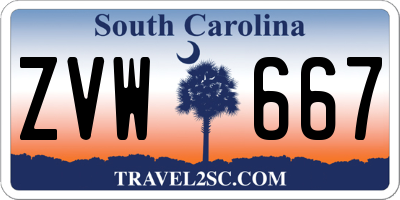 SC license plate ZVW667