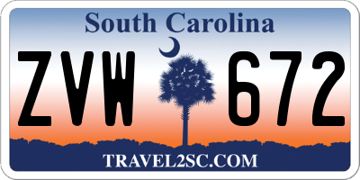SC license plate ZVW672