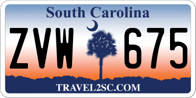 SC license plate ZVW675