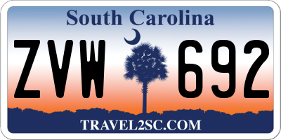 SC license plate ZVW692