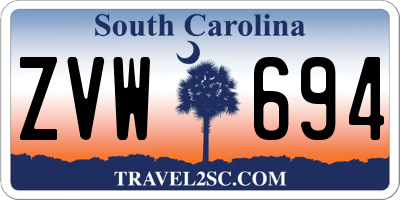 SC license plate ZVW694