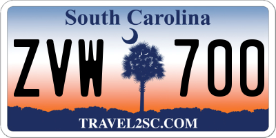 SC license plate ZVW700
