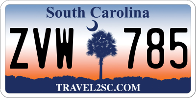 SC license plate ZVW785