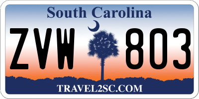 SC license plate ZVW803