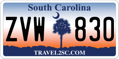 SC license plate ZVW830