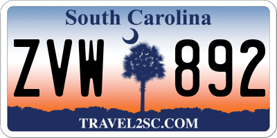 SC license plate ZVW892