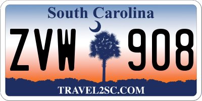 SC license plate ZVW908