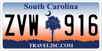 SC license plate ZVW916