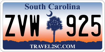 SC license plate ZVW925