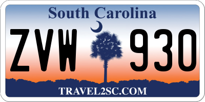 SC license plate ZVW930