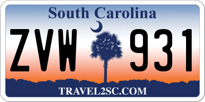 SC license plate ZVW931