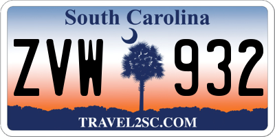 SC license plate ZVW932