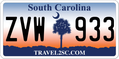SC license plate ZVW933