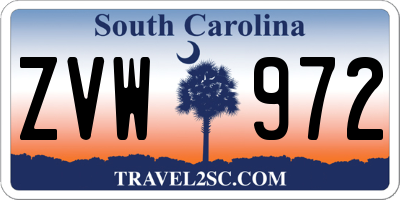 SC license plate ZVW972
