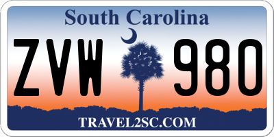 SC license plate ZVW980