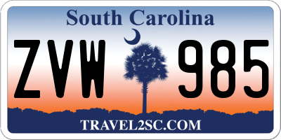 SC license plate ZVW985