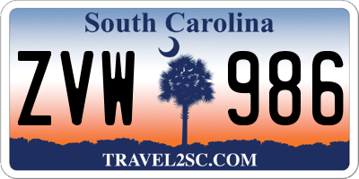 SC license plate ZVW986