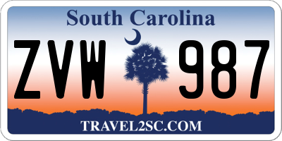 SC license plate ZVW987