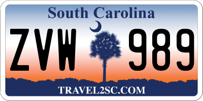 SC license plate ZVW989